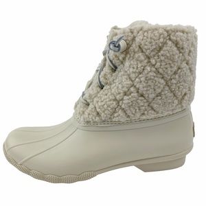 Sperry Women's Winter Boots in Cream and Light Blue